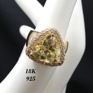 Bella Luce Yellow CZ Ring, 18K Gold Over Sterling Silver, Size 6, NOS w/ Tag